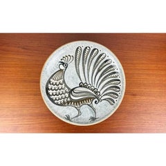 Vintage West German Pottery Wall Plate with Rooster Design, 1970s
