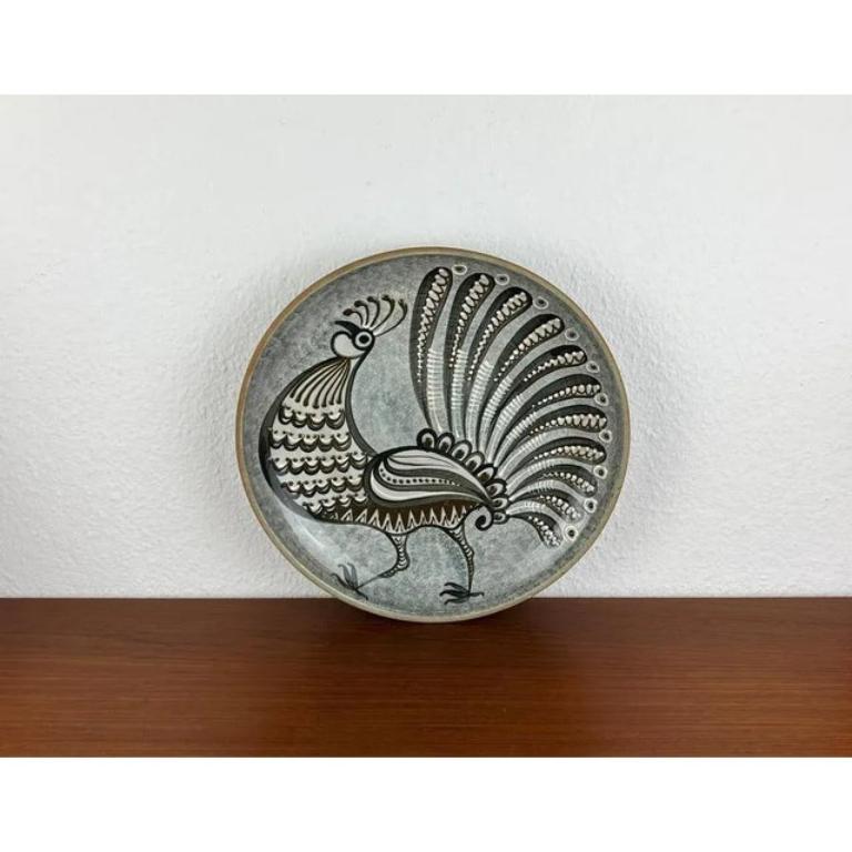 West German Pottery Wandteller mit Hahn-Design, 1970er Jahre im Angebot 3