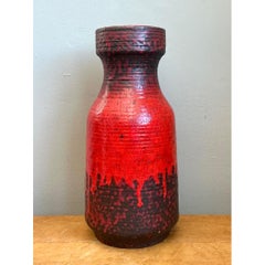 Vintage West German Red Drip Glaze Ceramic Vase