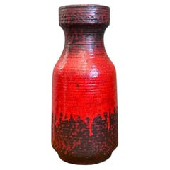 Vintage West German Red Drip Glaze Ceramic Vase