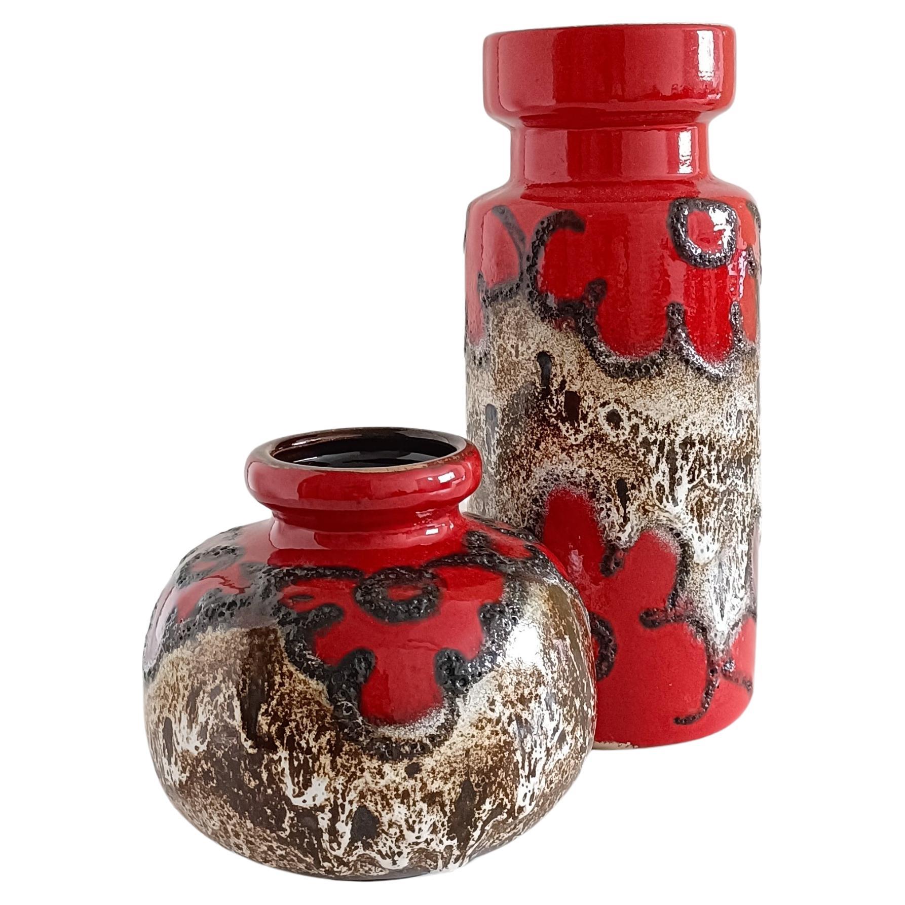 Mid-Century Modern Midcentury West Germany Fat Lava Pair of Ceramic Vases by Scheurich, 1960s For Sale