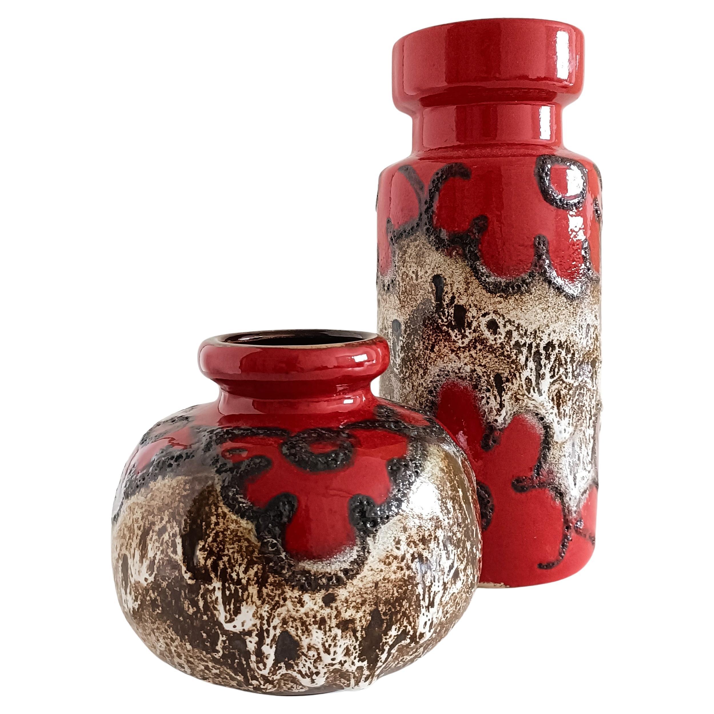 Mid-20th Century Midcentury West Germany Fat Lava Pair of Ceramic Vases by Scheurich, 1960s For Sale