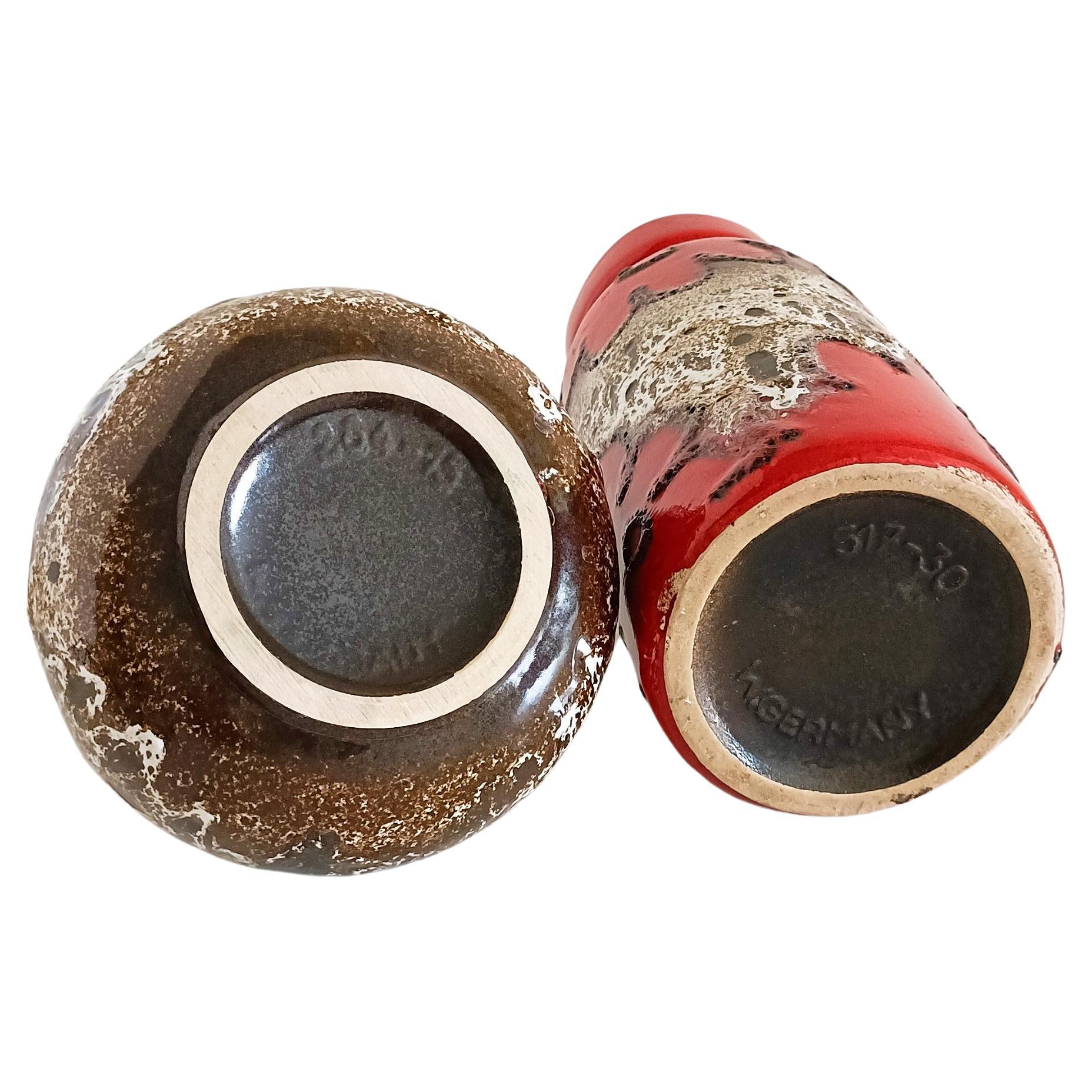 Midcentury West Germany Fat Lava Pair of Ceramic Vases by Scheurich, 1960s For Sale 1