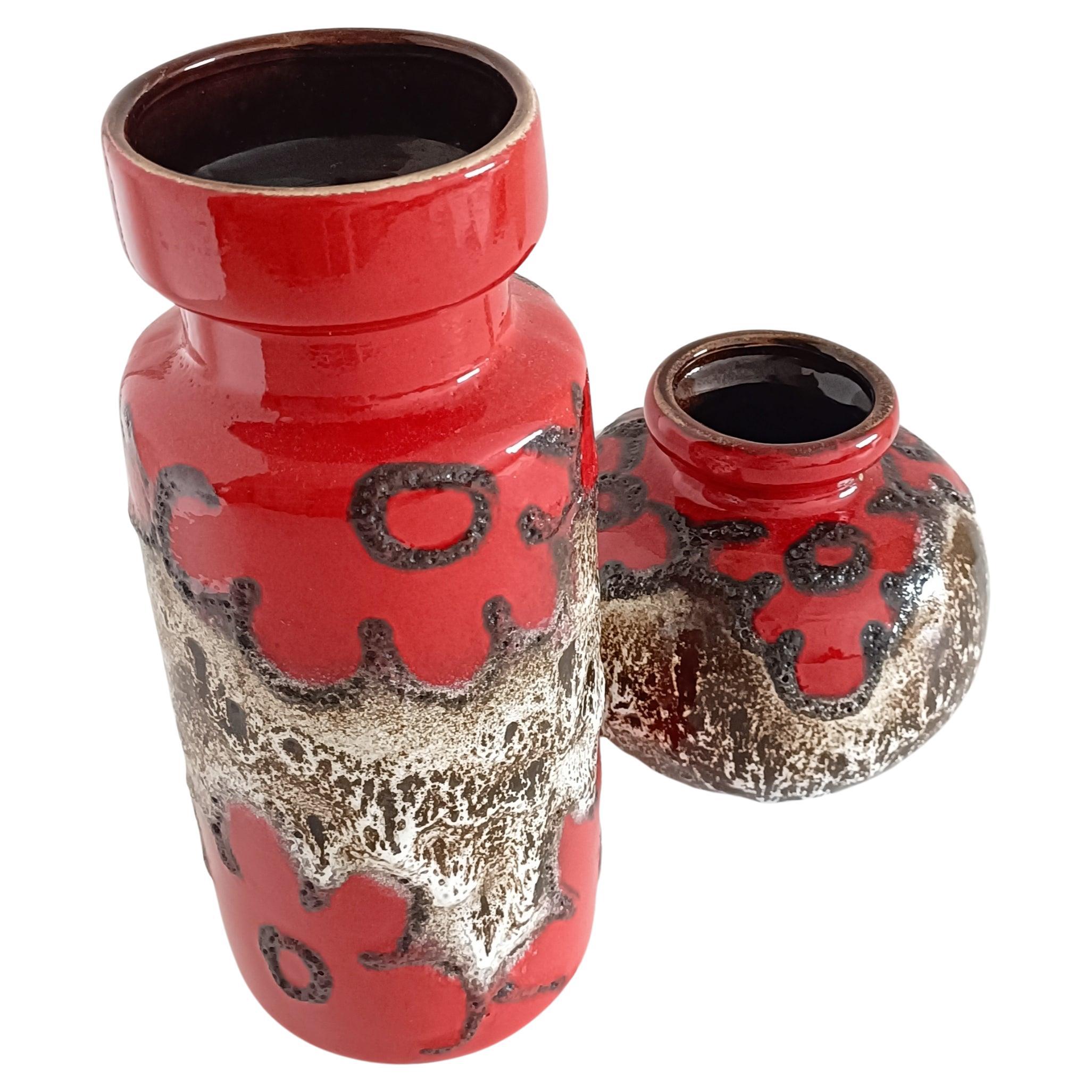 Midcentury West Germany Fat Lava Pair of Ceramic Vases by Scheurich, 1960s For Sale 2
