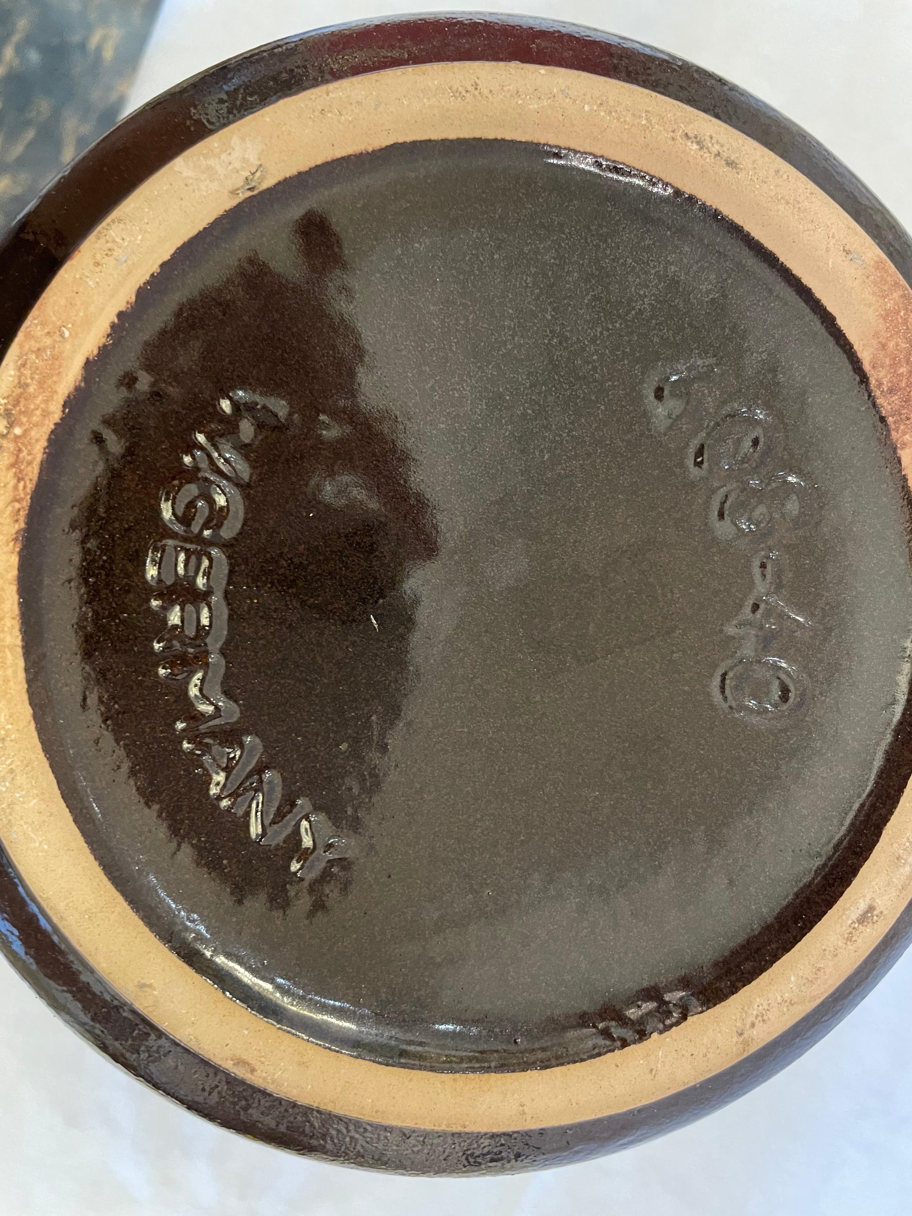 Jarrón vintage West German Pottery a rayas Alemán en venta