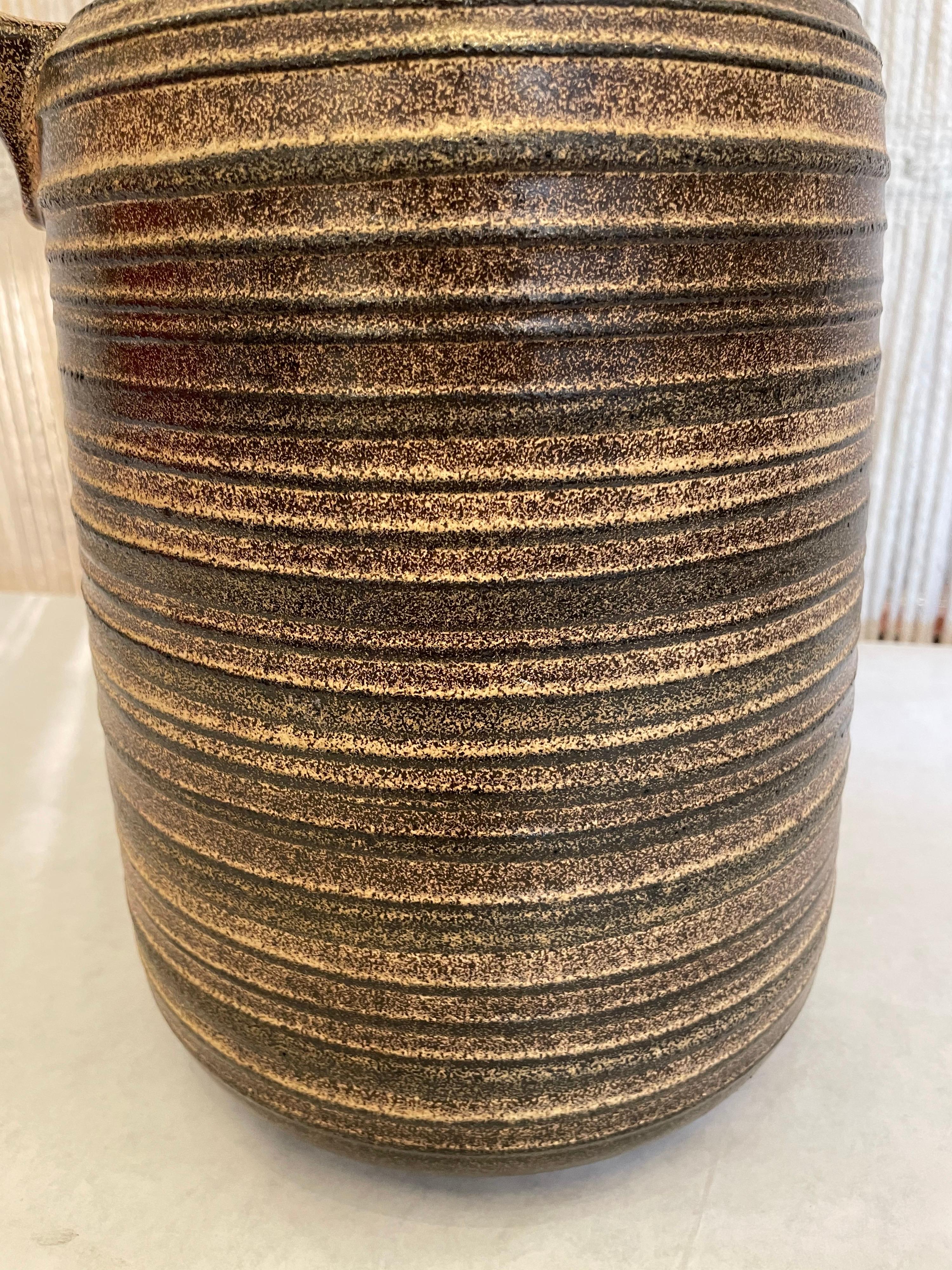 Mid-20th Century Vintage West German Striped Pottery Vase For Sale