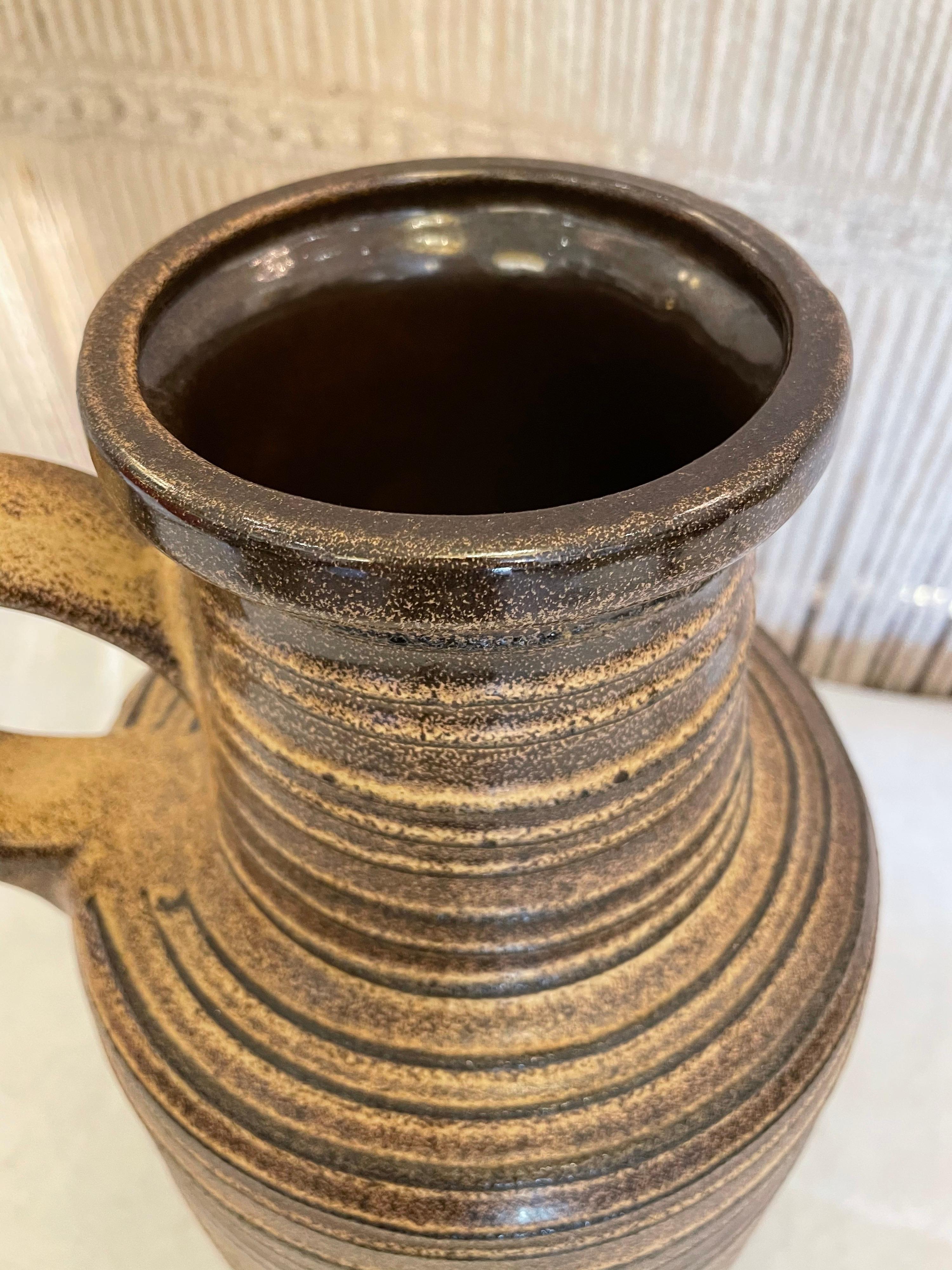 Vintage West German Striped Pottery Vase For Sale 2
