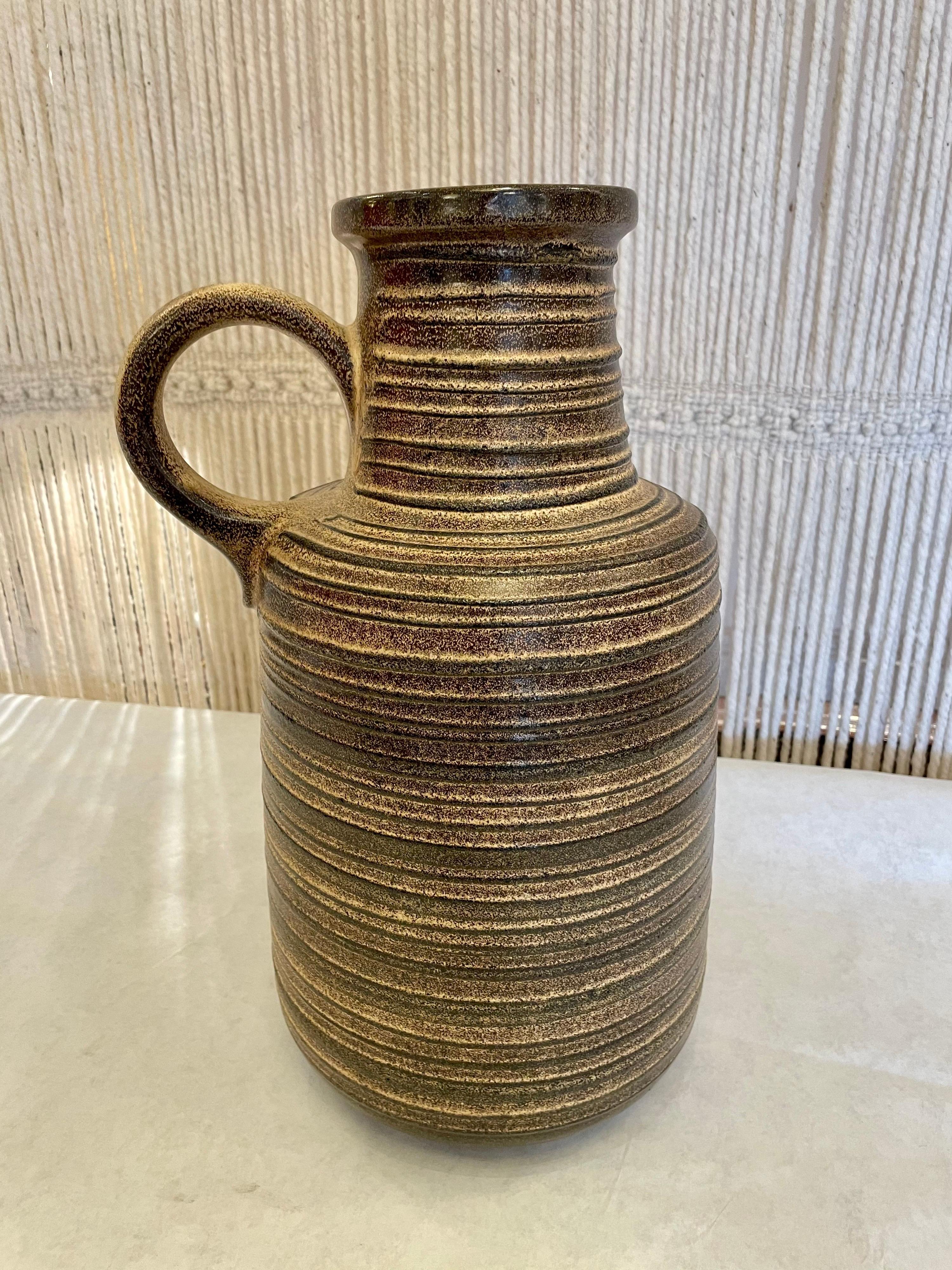 Vintage West German Striped Pottery Vase For Sale 3