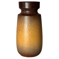 Jarrón Vintage West German Studio Pottery - Esmalte de lava grasa marrón y ocre, de Scheu