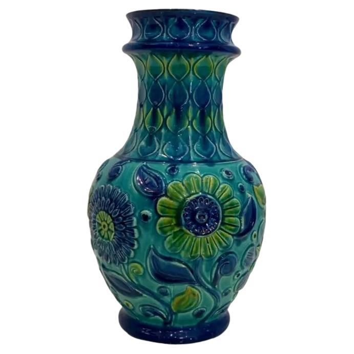 Vaso vintage della Germania occidentale con dettagli floreali