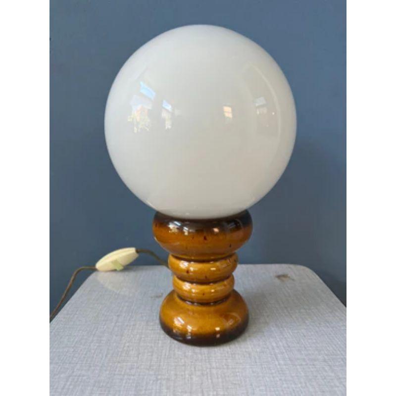 Space Age Vintage West Germany Ceramic Table Lamp in Dark Yellow Colour with Glass Shade For Sale