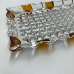 Vintage West Germany Echt Bleikristall Lead Crystal Golden Amber Jewelry Tray