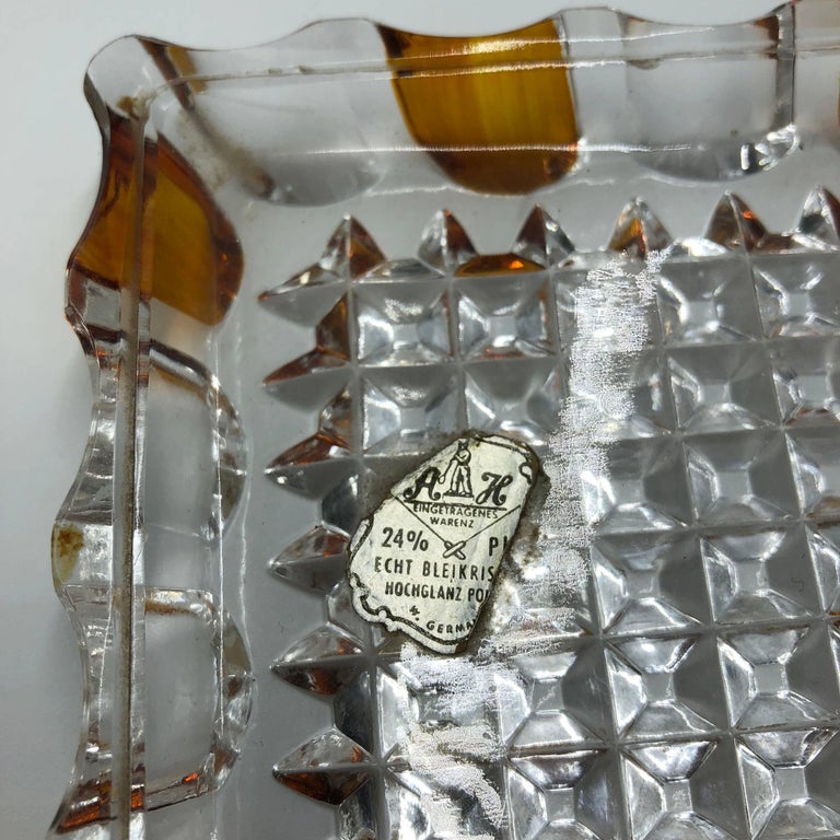 Vintage West Germany Echt Bleikristall Lead Crystal Golden Amber