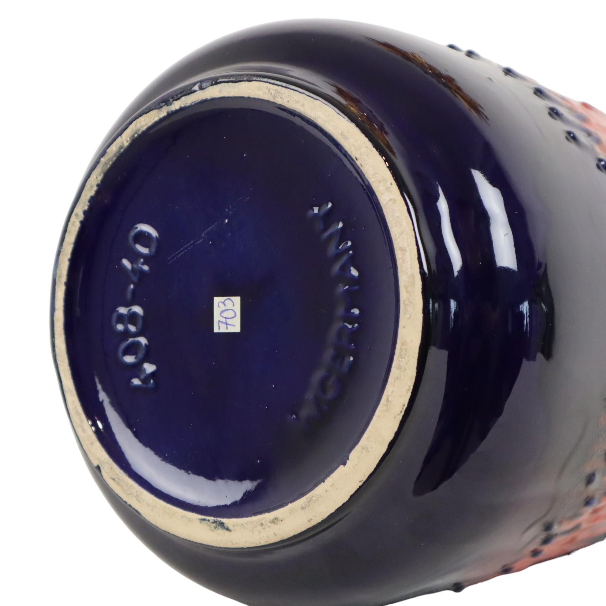 Poterie d'Allemagne de l'Ouest Scheurich bleu orange lave grasse 408-40 en vente 3