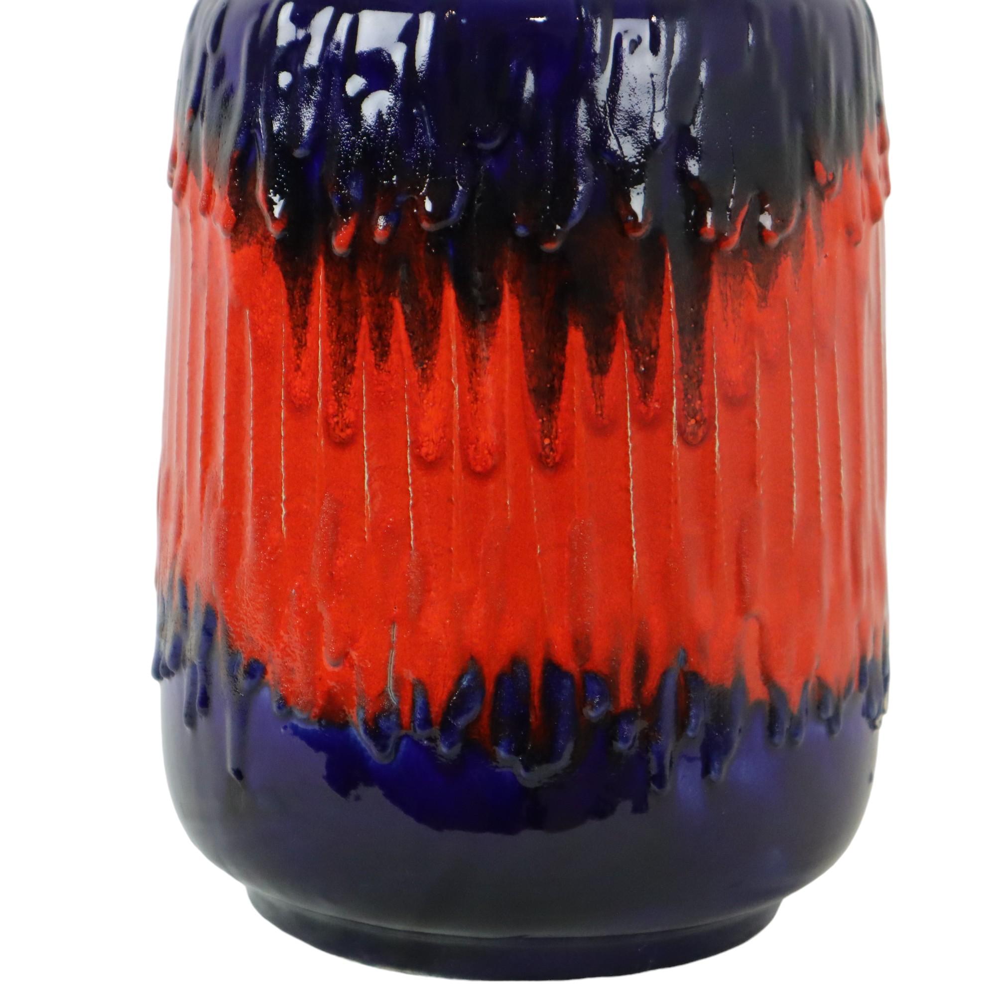 Allemand Poterie d'Allemagne de l'Ouest Scheurich bleu orange lave grasse 408-40 en vente