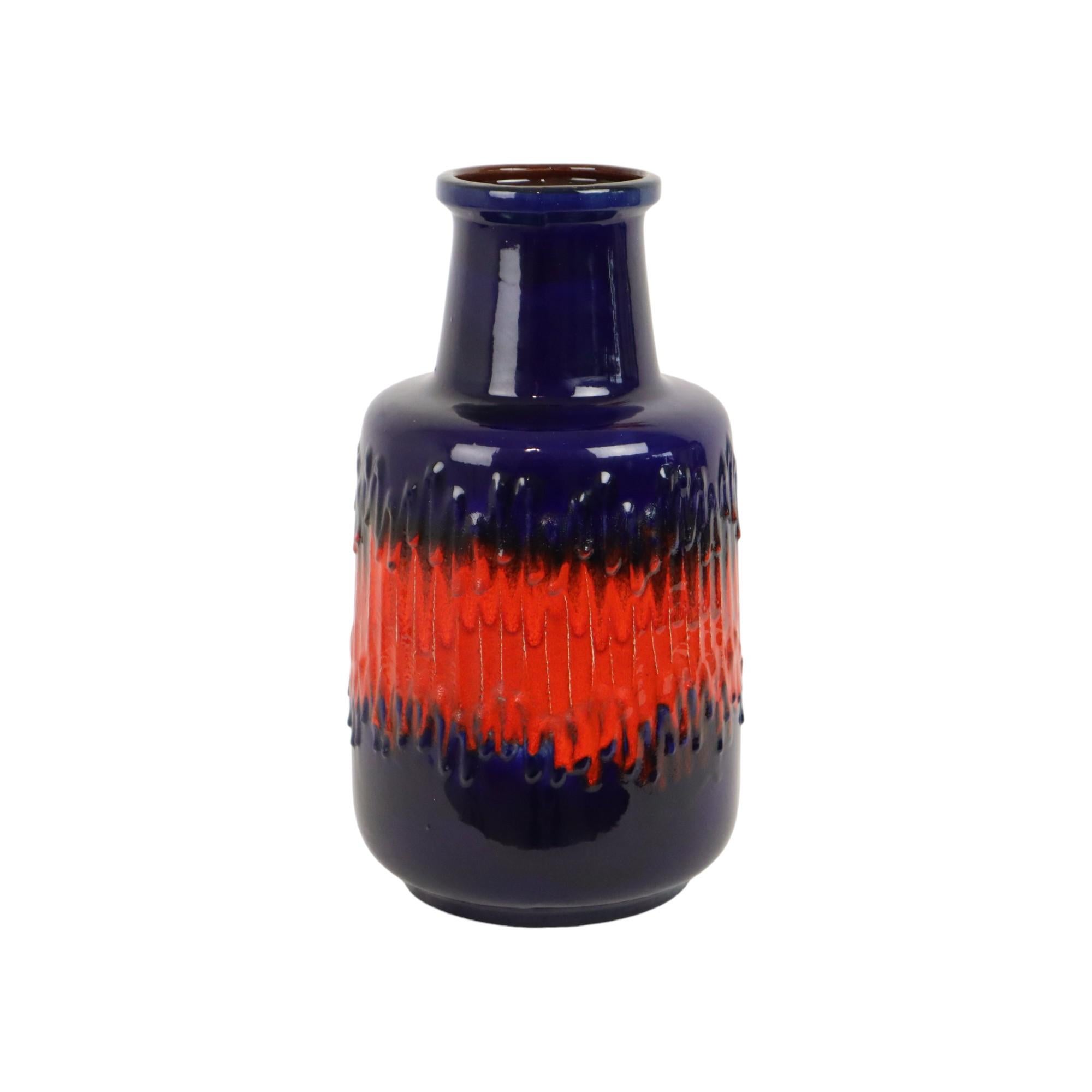 Poterie d'Allemagne de l'Ouest Scheurich bleu orange lave grasse 408-40 Excellent état - En vente à Poperinge, BE
