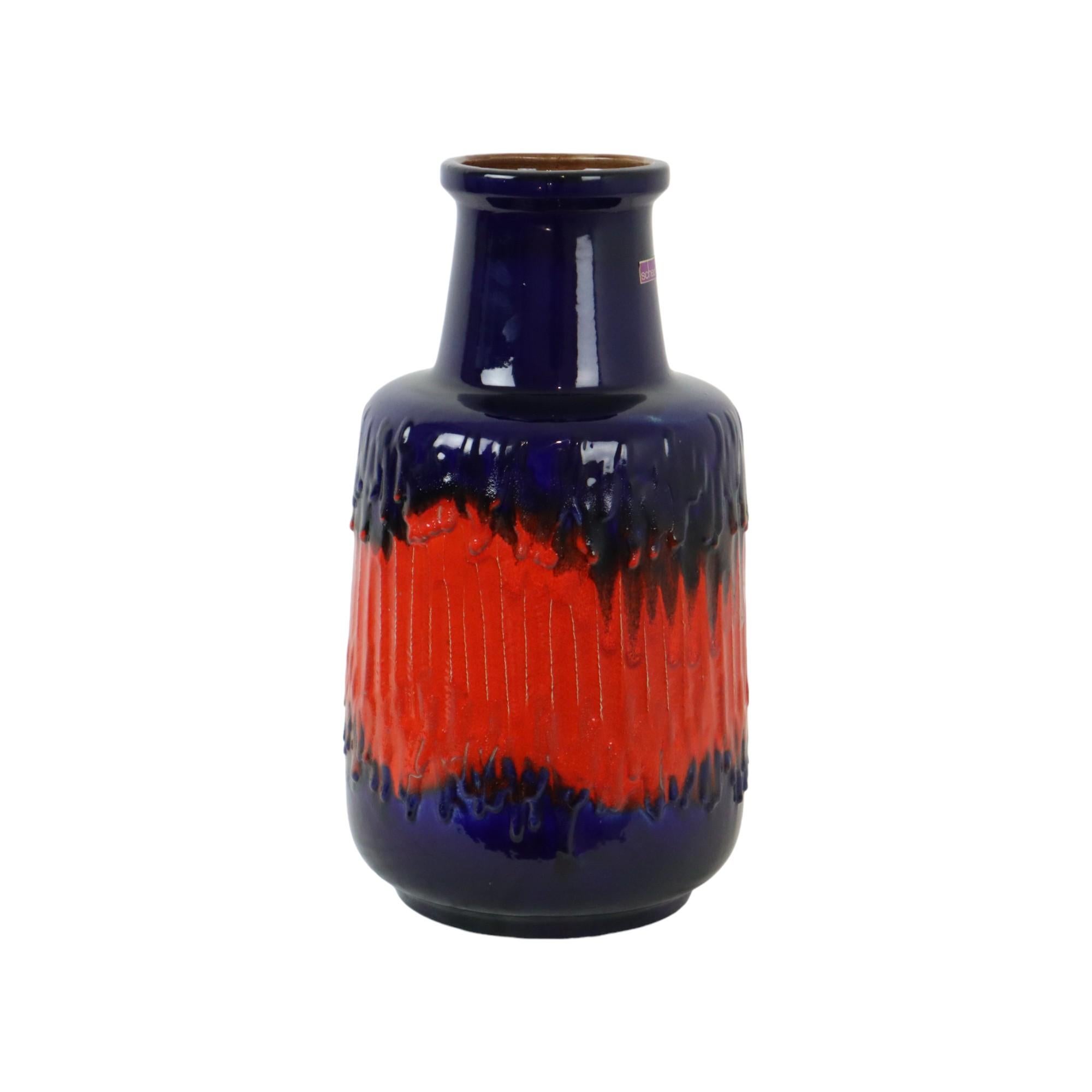 Poterie d'Allemagne de l'Ouest Scheurich bleu orange lave grasse 408-40 Bon état - En vente à Poperinge, BE