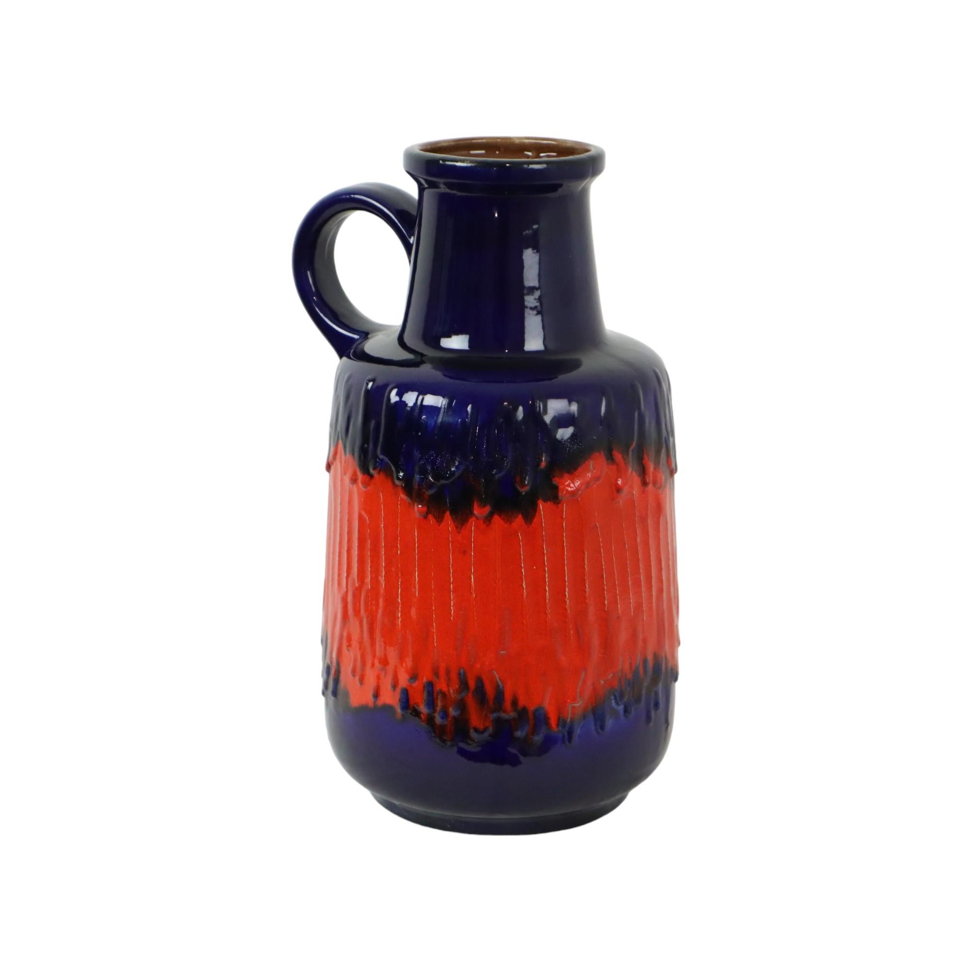 Fin du 20e siècle Poterie d'Allemagne de l'Ouest Scheurich bleu orange lave grasse 408-40 en vente