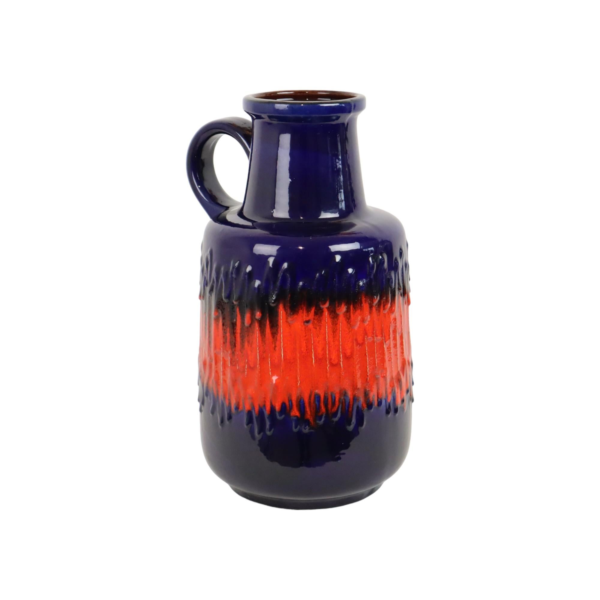 Céramique Poterie d'Allemagne de l'Ouest Scheurich bleu orange lave grasse 408-40 en vente