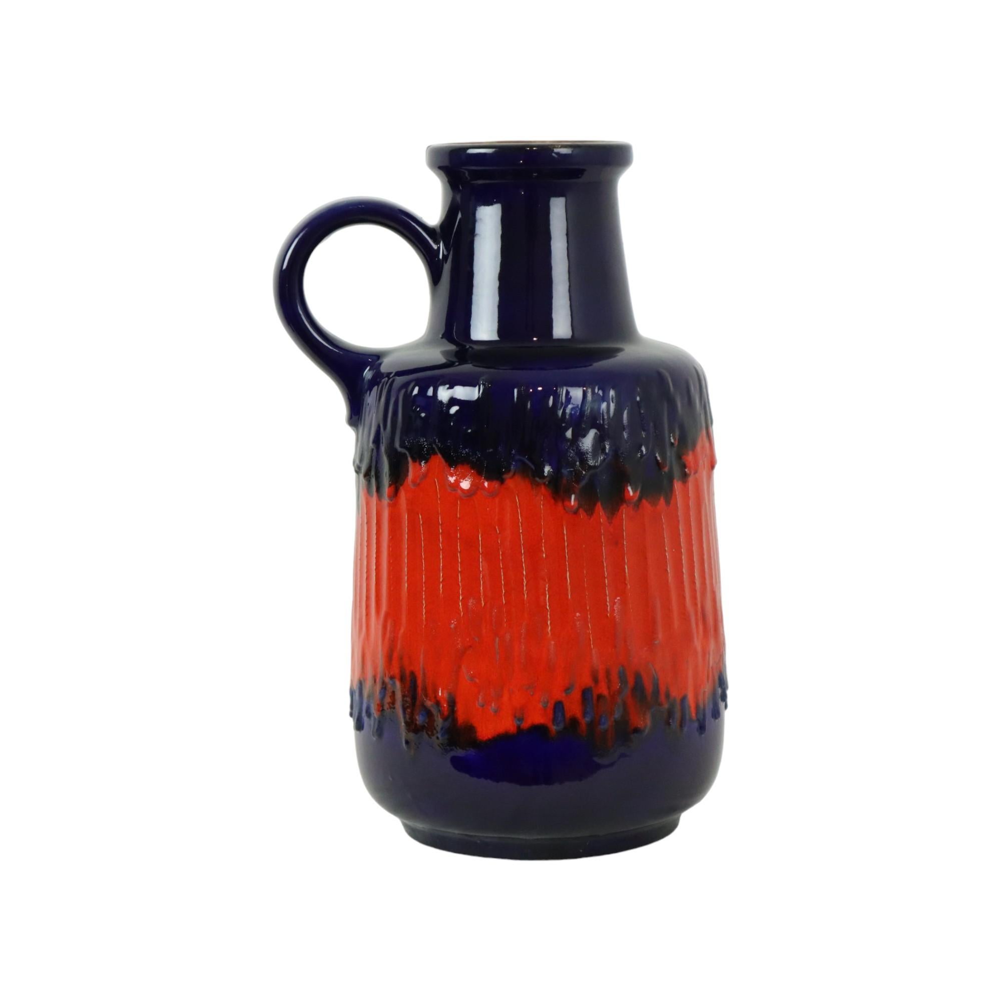 Céramique Poterie d'Allemagne de l'Ouest Scheurich bleu orange lave grasse 408-40 en vente