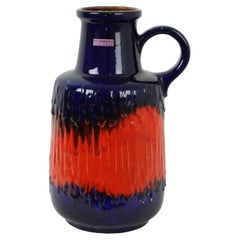 Vintage Alemania Occidental Cerámica Scheurich Azul Naranja Grasa Lava 408-40