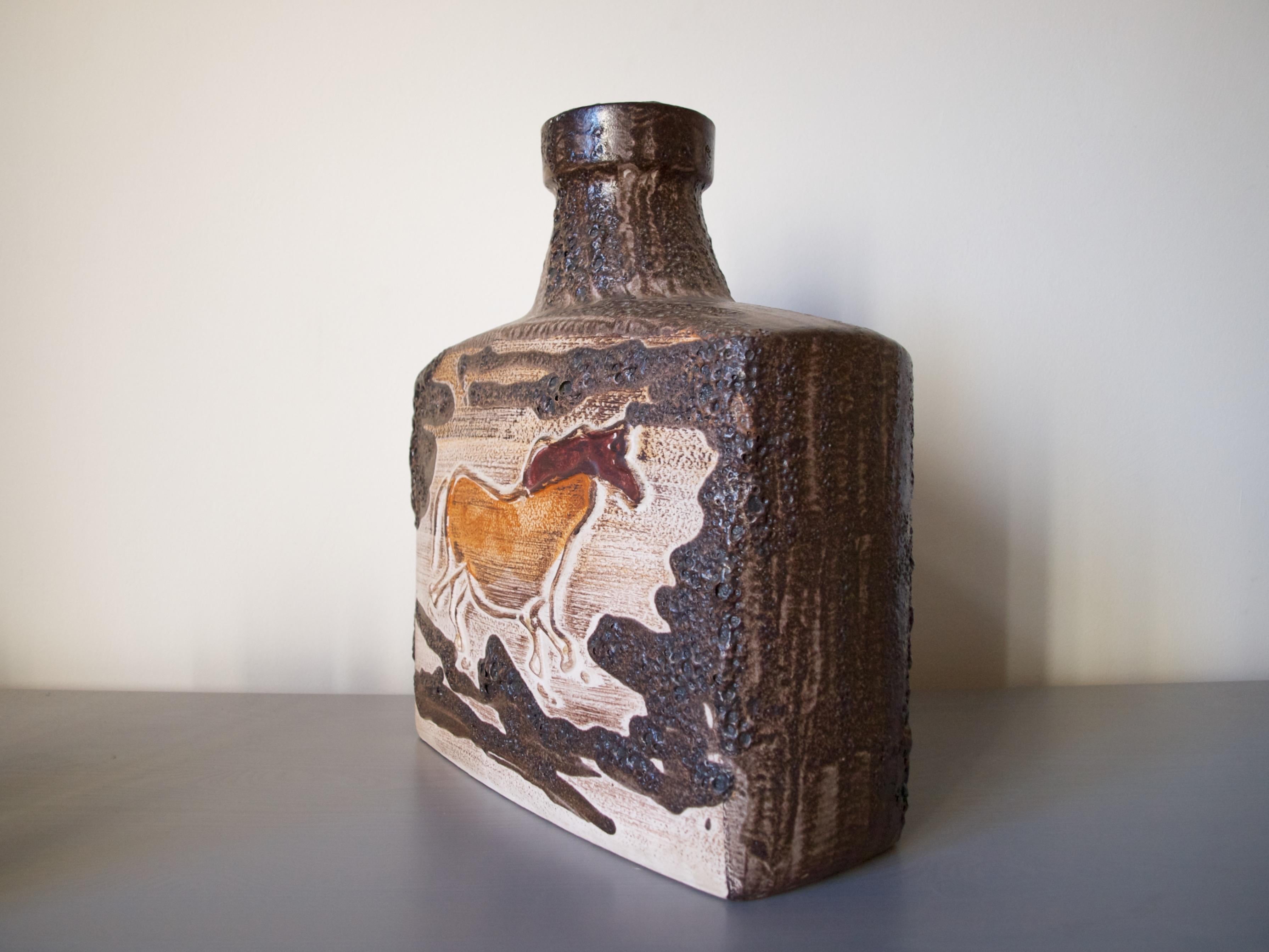 Mid-Century Modern Scheurich Montignac vase vintage Allemagne de l'Ouest en lave grasse