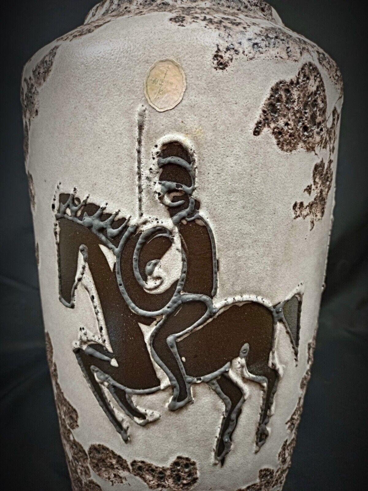 Gran Jarrón Vintage West Kéramik con decoración de caballero - W. Alemania - 2Y195 en Bueno estado para la venta en Bordeaux, FR