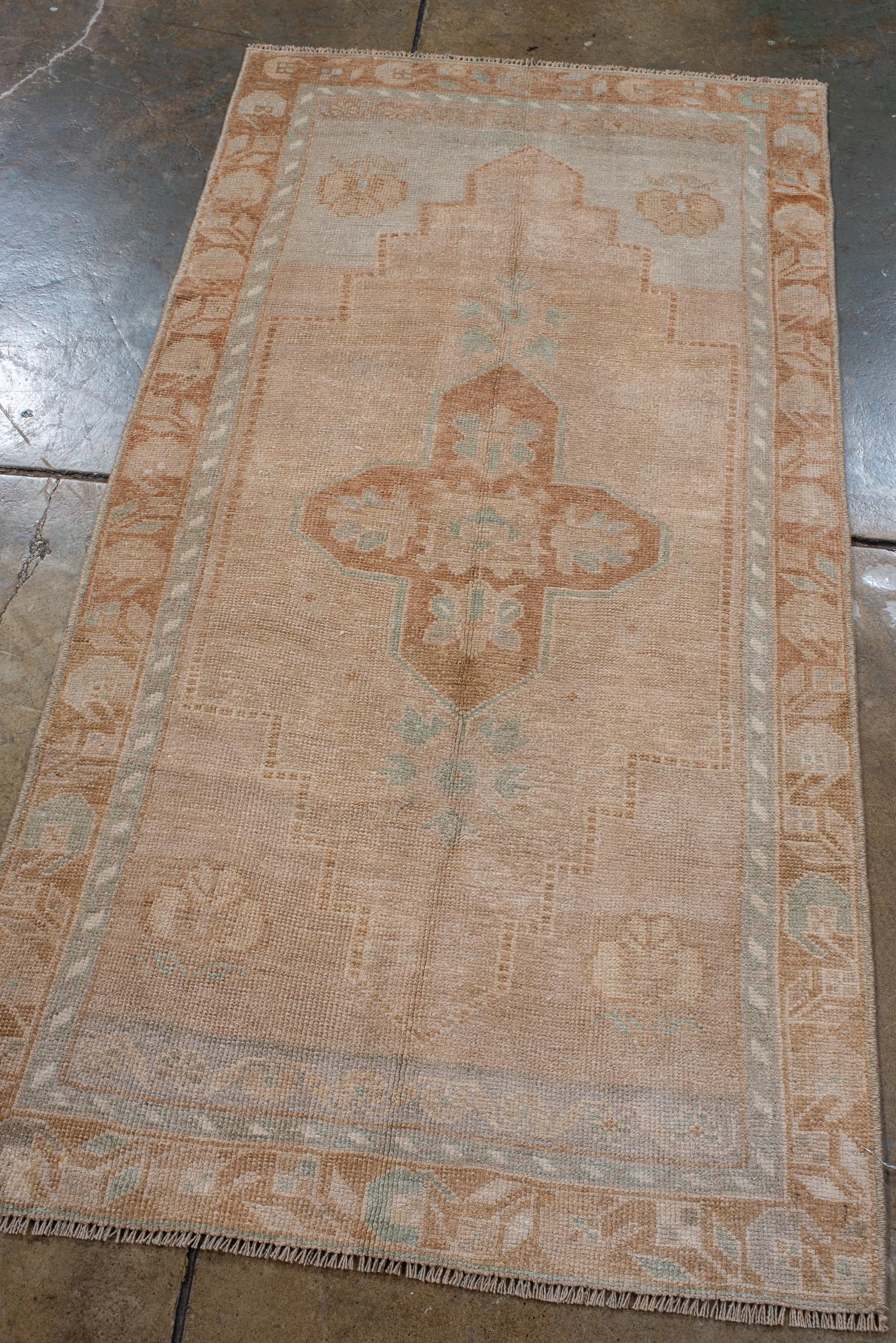 Hand-Knotted Vintage Western Anatolian Oushak Rug  For Sale