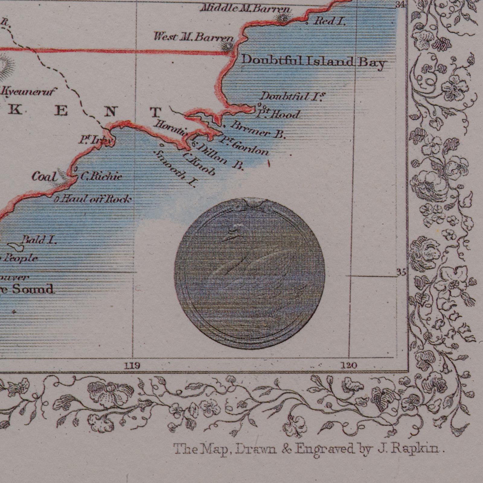 Mappa d'epoca dell'Australia Occidentale, Stampa con cornice, Swan River, Cartografia di John Tallis in vendita 5