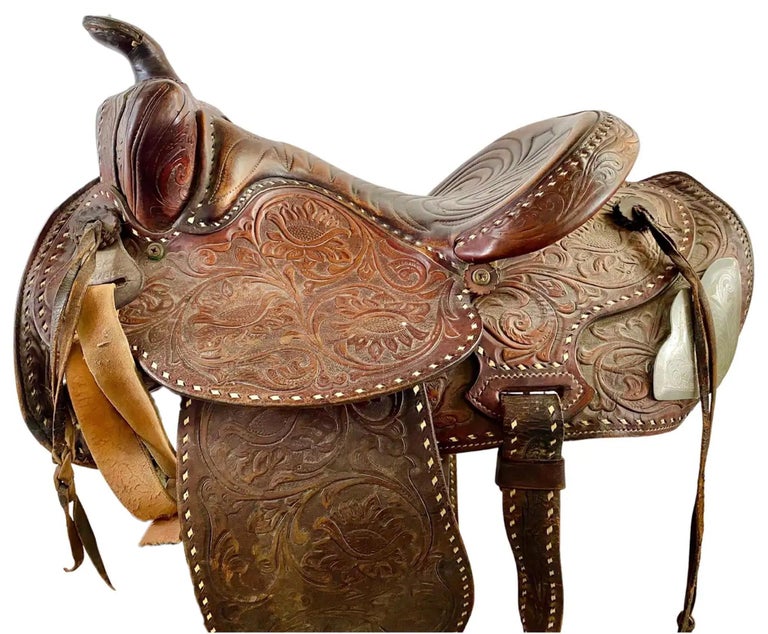 Vintage Western Cowboy Genuine Leather Horse Saddle For Sale at 1stDibs |  vintage horse saddle, vintage western saddle, old saddles for decoration