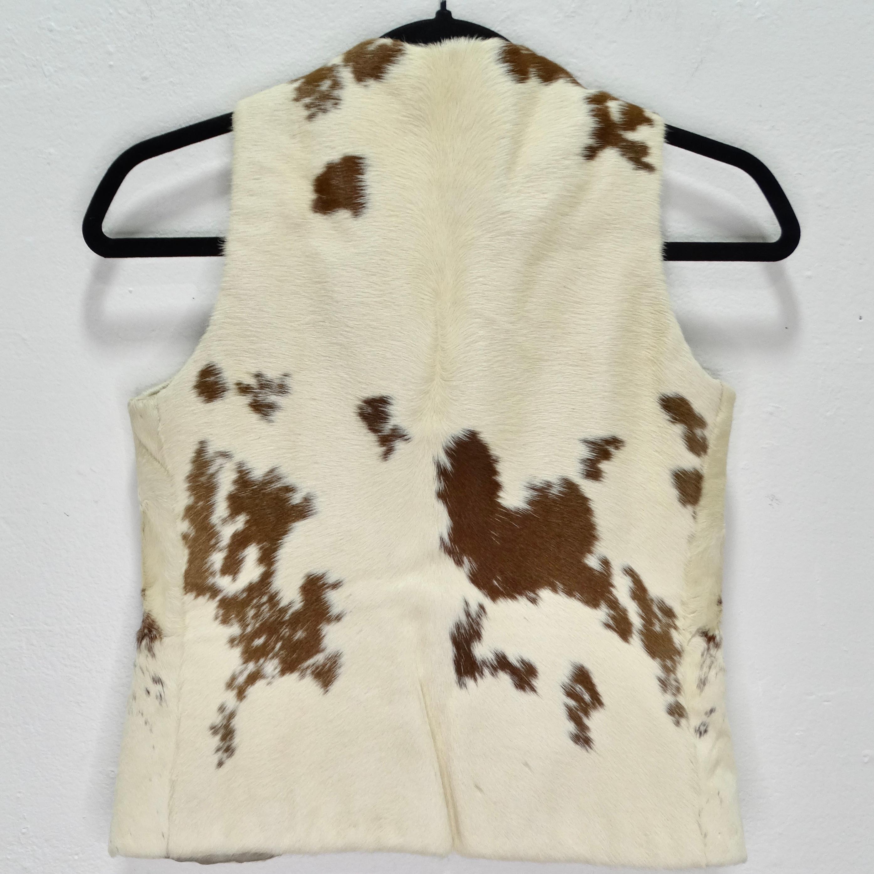 Vintage Western Cowhide Vest For Sale 2