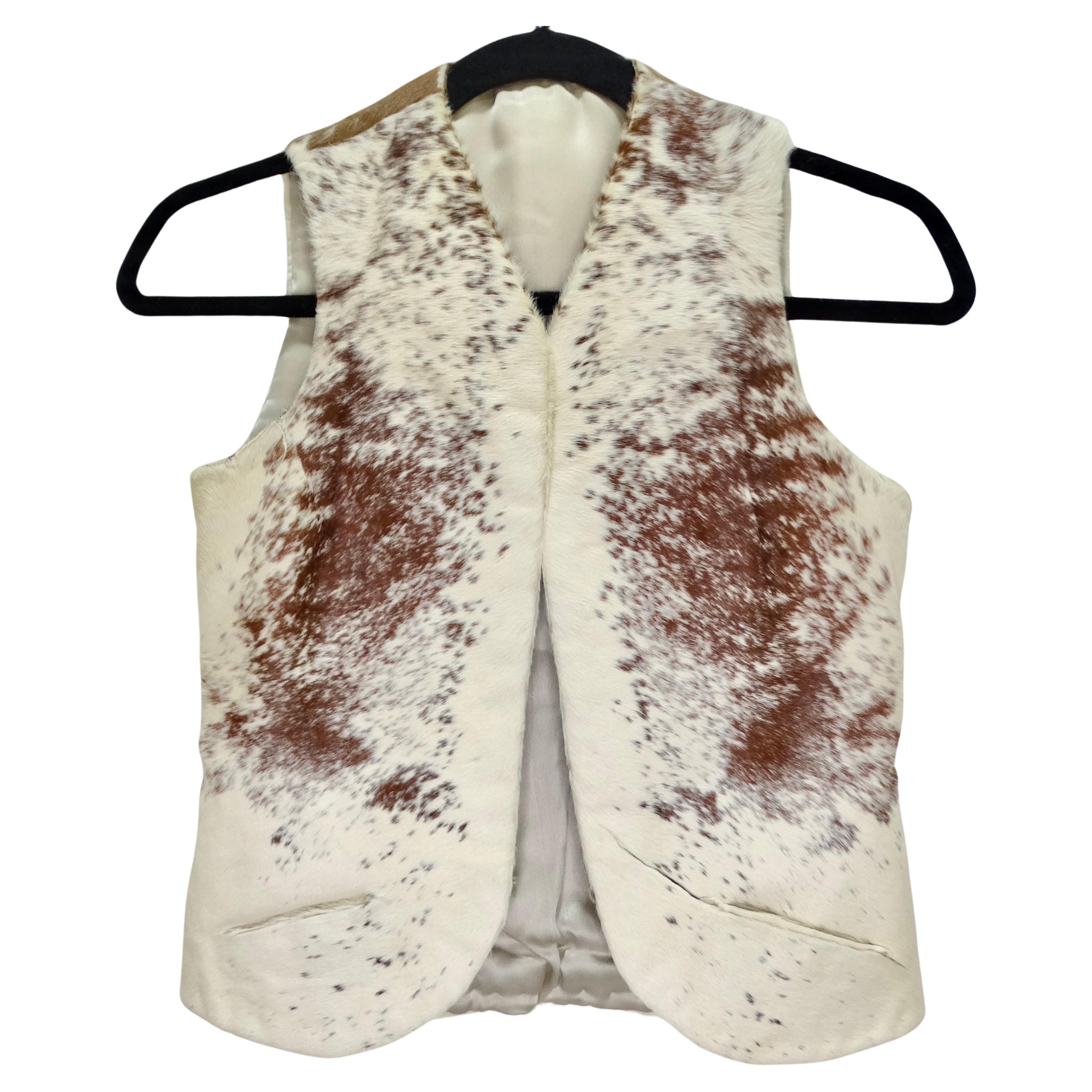 Vintage Western Cowhide Vest For Sale