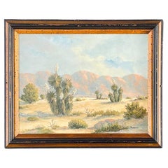 Vintage Western Desert Landscape Art Painting, Signed M. Johnson