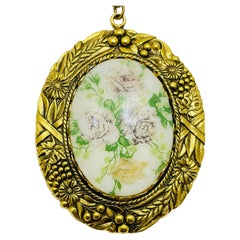 Vintage WESTERN GERMANY goldfarbener Designer-Anhänger Kette Halskette