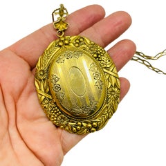 Vintage WESTERN GERMANY Goldton Medaillon Designer Anhänger Kette Halskette