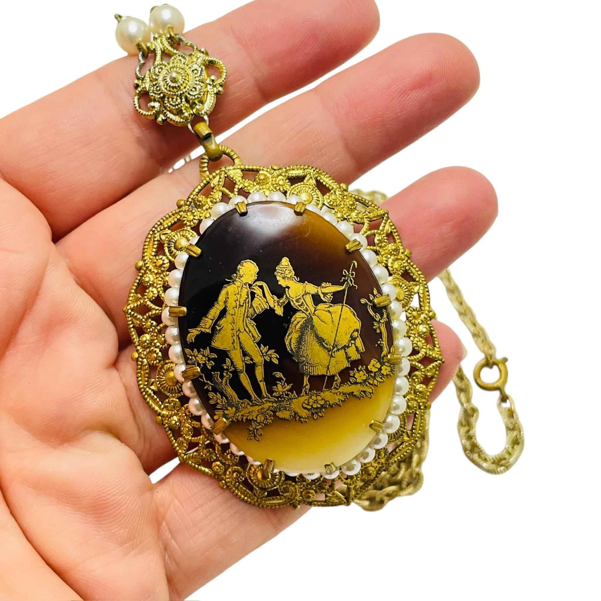 Women's Vintage WESTERN GERMANY gold tone necklace For Sale