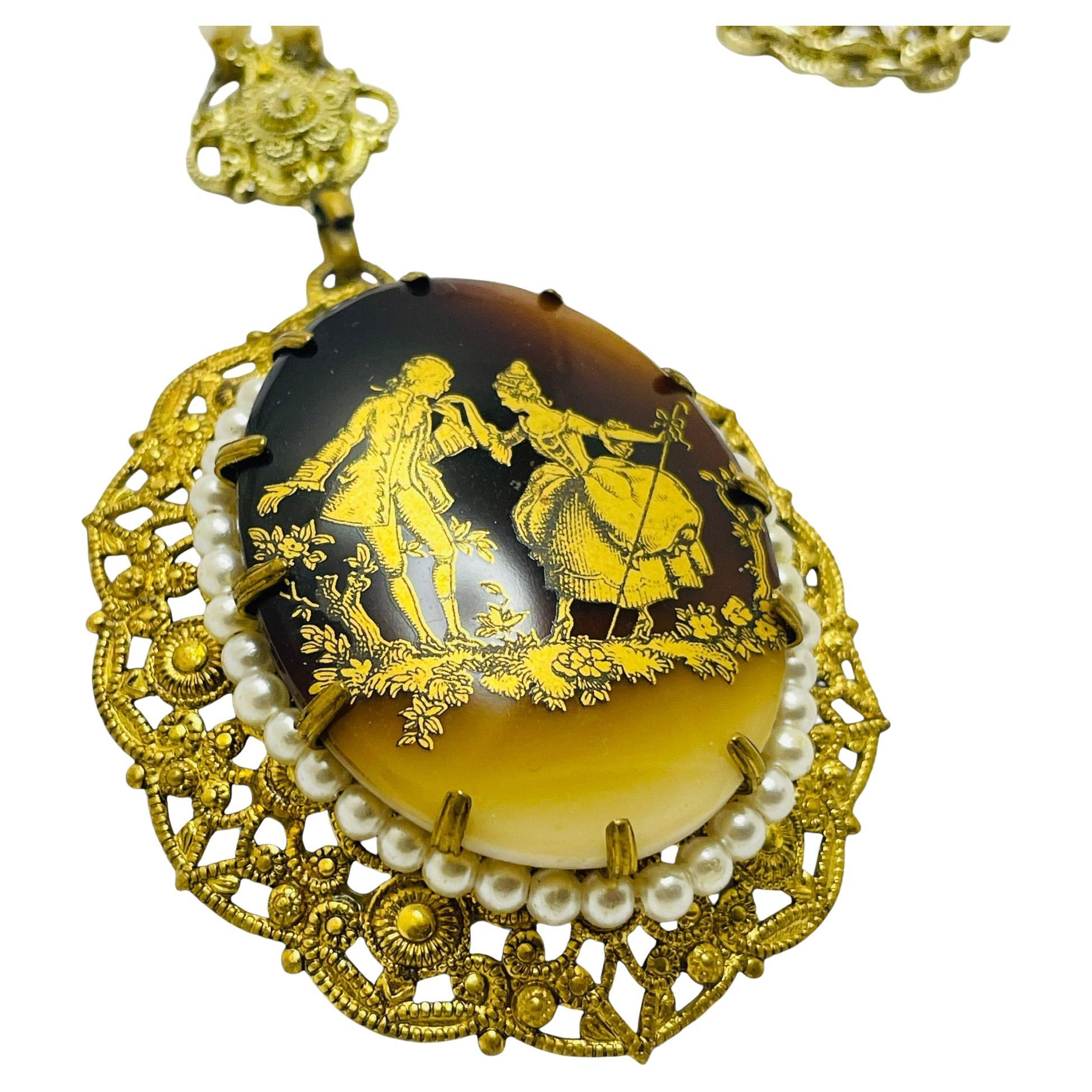 Vintage WESTERN GERMANY gold tone necklace For Sale