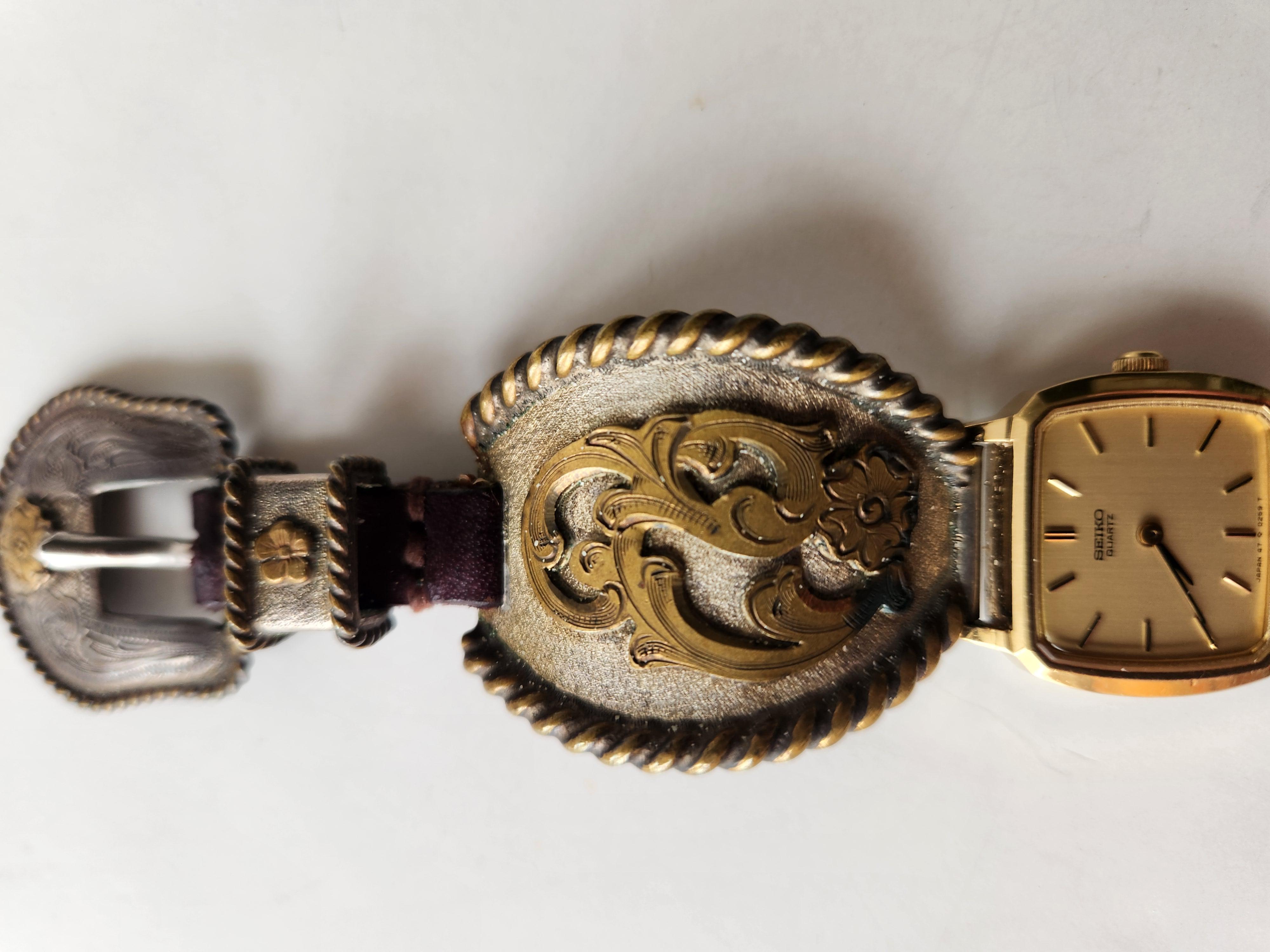 Vintage Western Watch Sterling Silver Leather Band en vente 4