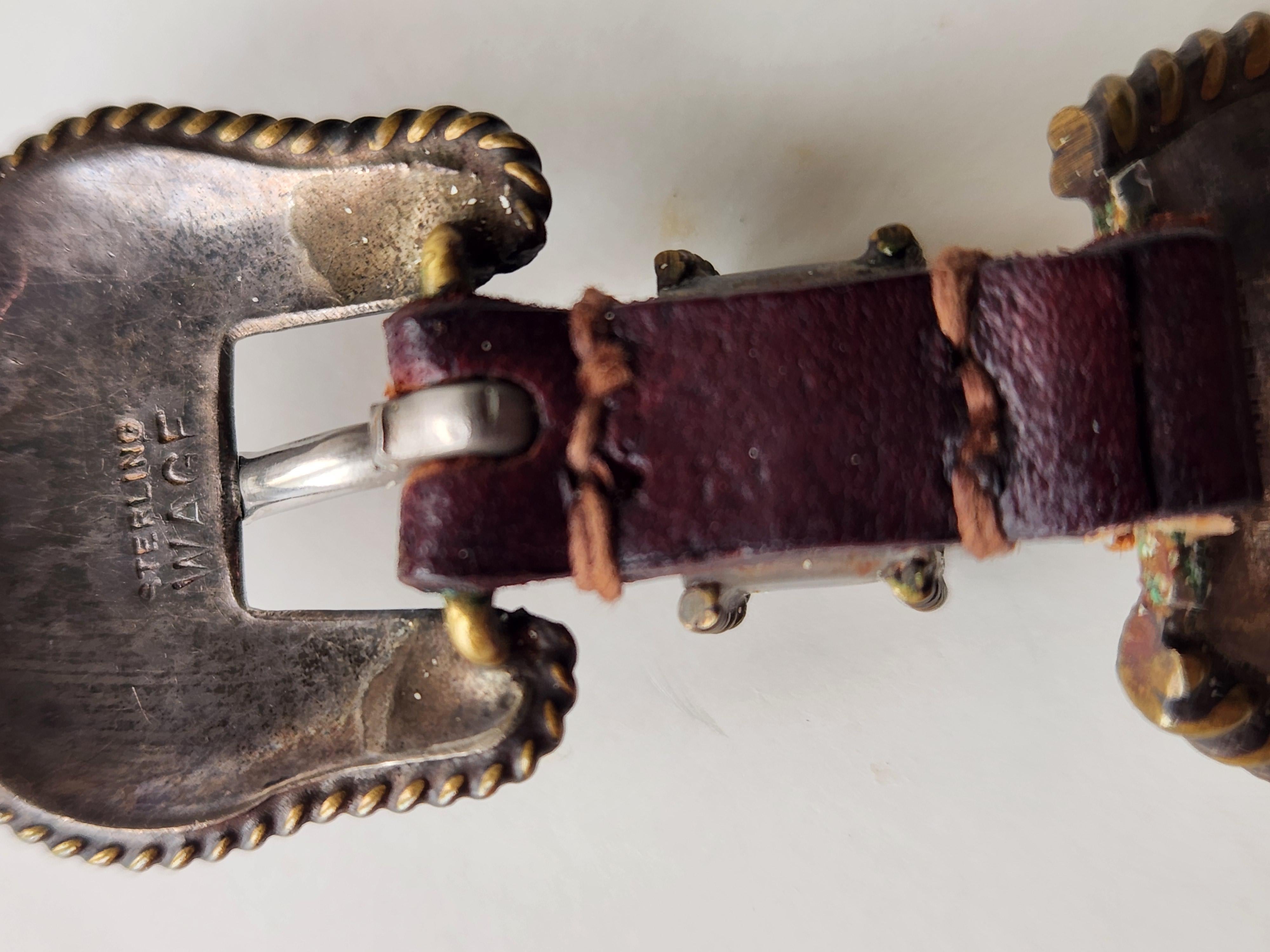 Vintage Western Watch Sterling Silver Leather Band en vente 8
