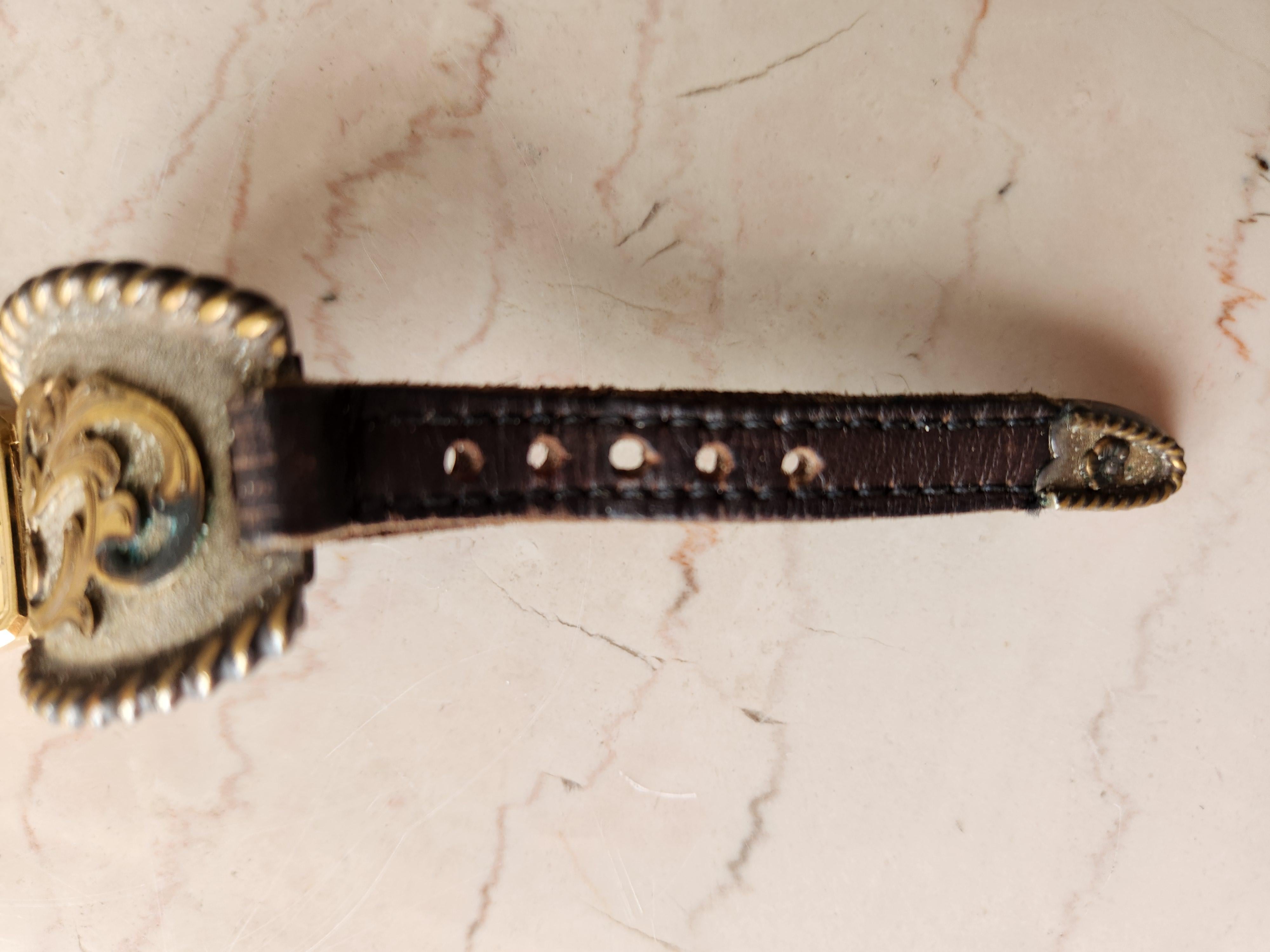Vintage Western Watch Sterling Silver Leather Band en vente 11