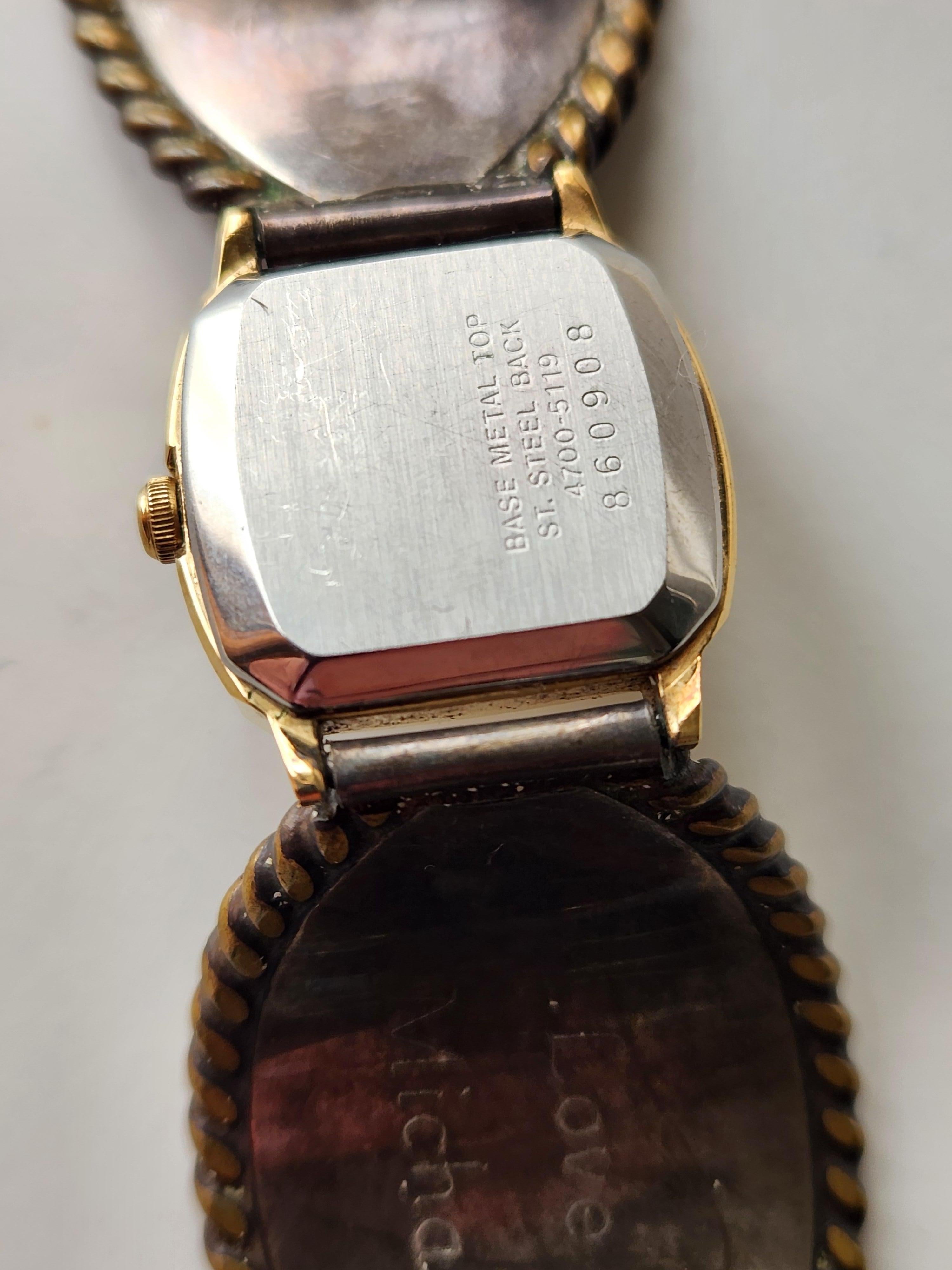 Fin du 20e siècle Vintage Western Watch Sterling Silver Leather Band en vente