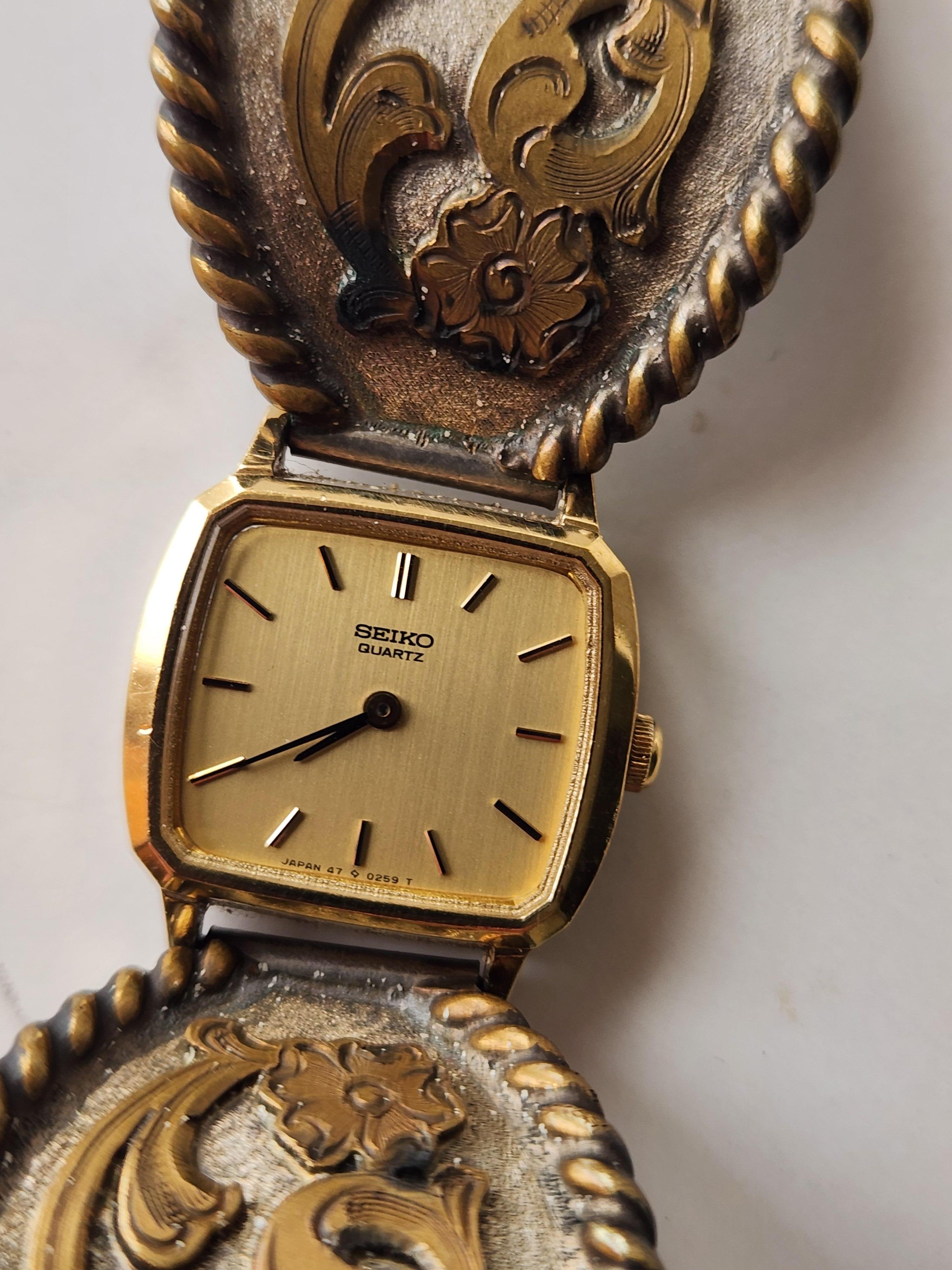 Vintage Western Watch Sterling Silver Leather Band en vente 2