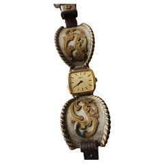Vintage Western Watch Sterling Silver Leather Band