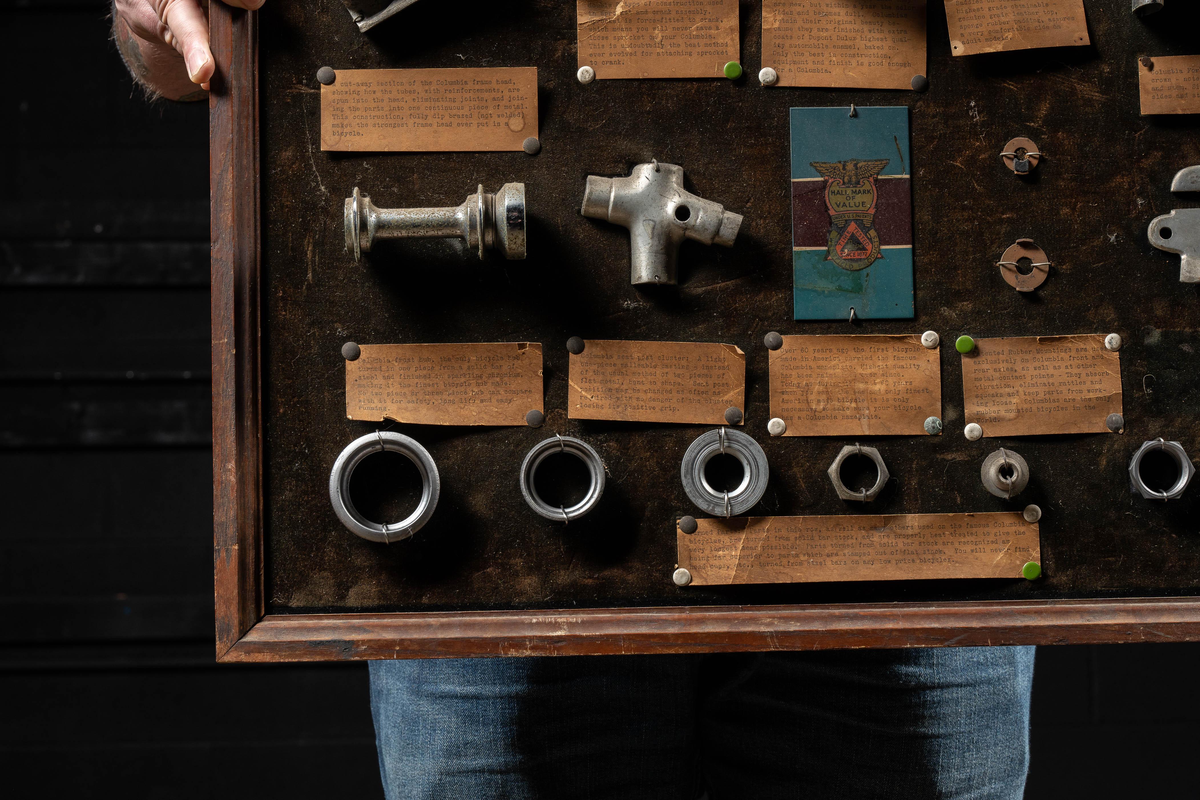 20th Century Vintage Westfield Bikes Framed Parts Display For Sale
