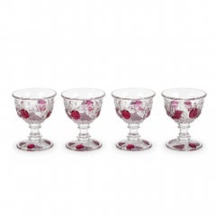 Vintage Westmoreland Della Robbia Sherbet Cups Set, Ruby Glass, 1960