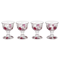 Vintage Westmoreland Della Robbia Sherbet Cups Set, Ruby Glass, 1960