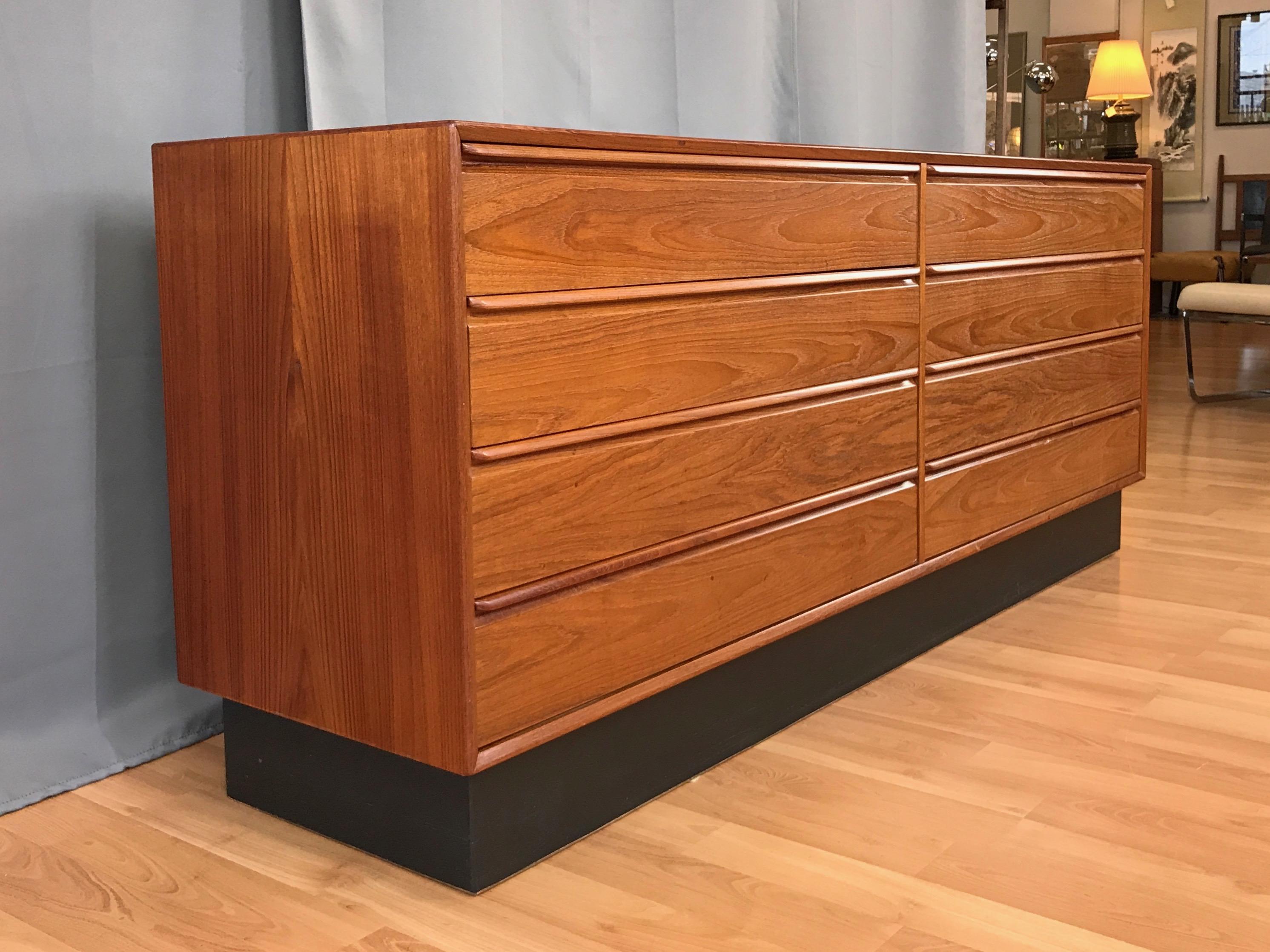 Norwegian Vintage Westnofa Scandinavian Modern Teak Eight-Drawer Dresser