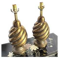 Pareja de lámparas de mesa vintage Westwood Industries de latón en espiral