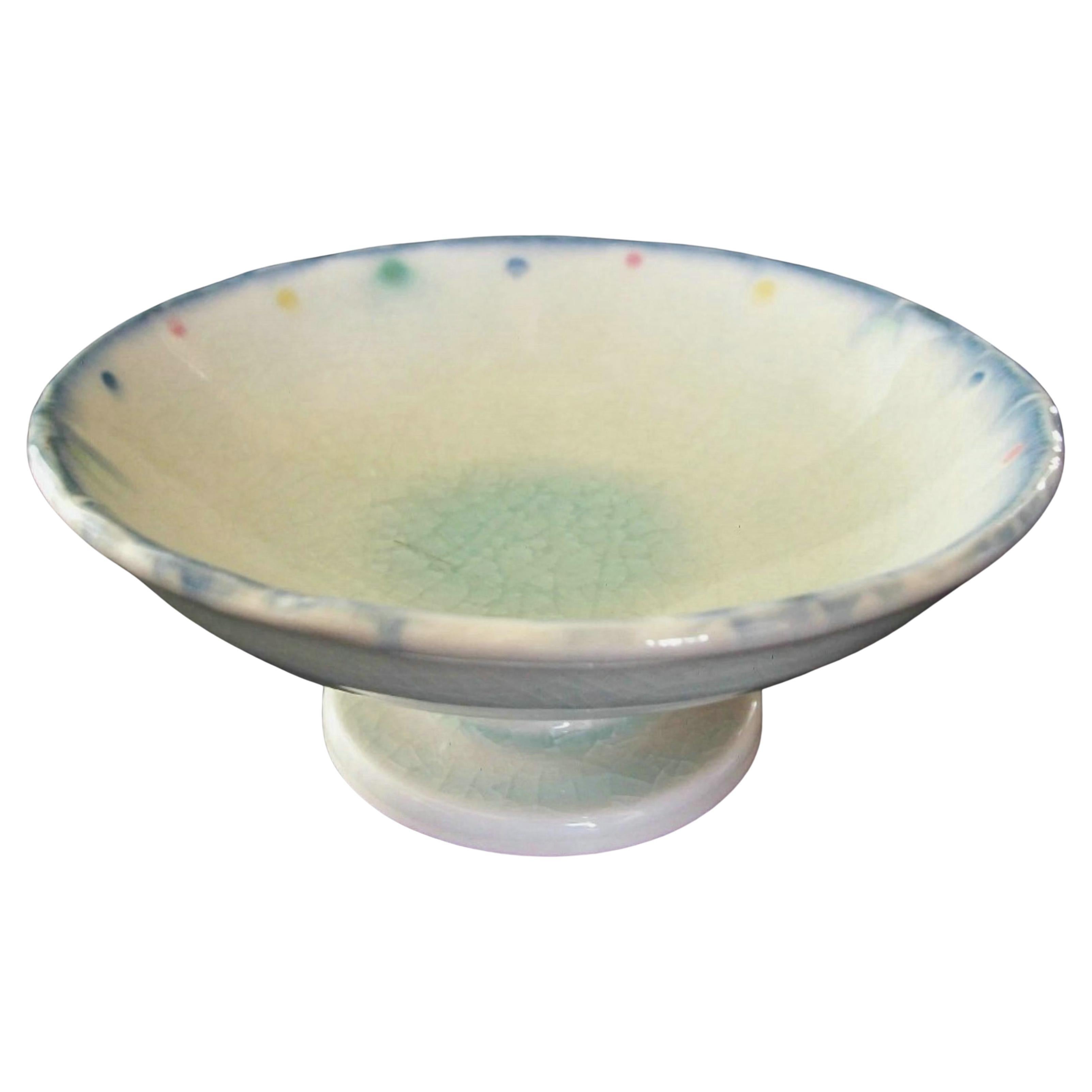 Vintage Wheel Thrown & Glazed Studio Pottery Tazza - Signed - Mitte des 20.