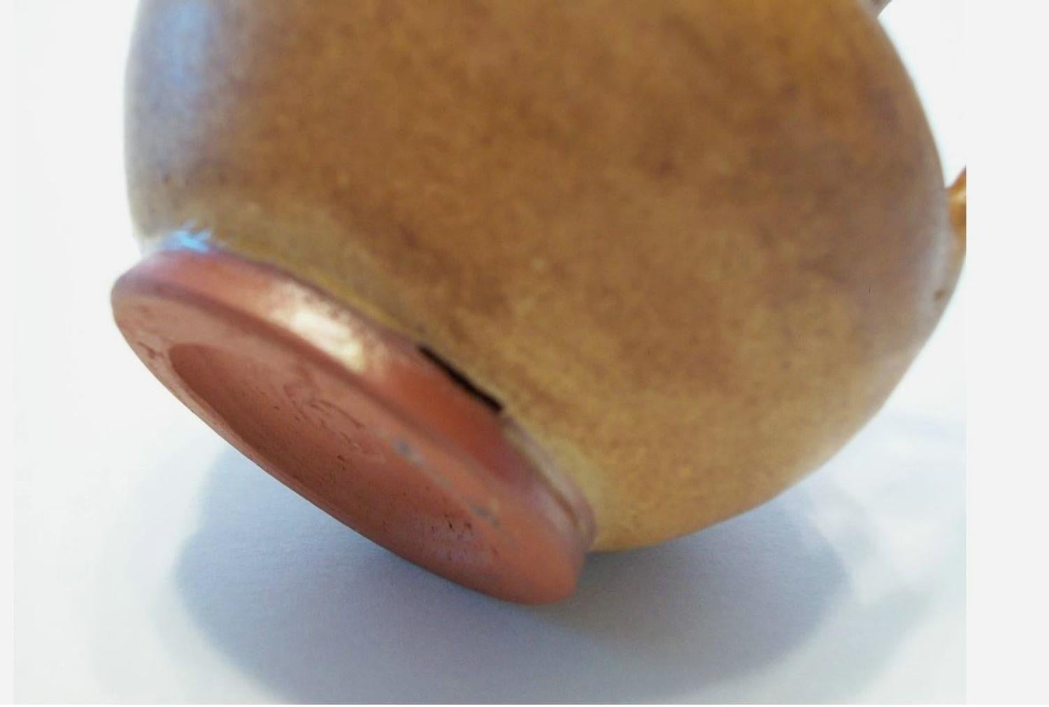 Vintage Wheel Thrown Glazed Terracotta Miniature Jug - Unsigned - 20th Century For Sale 4